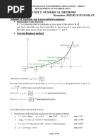 Unit 2: Numerical Methods Branches: EEE/ECE/TCE/ML/IT: Solution of Algebraic and Transcendental Equations