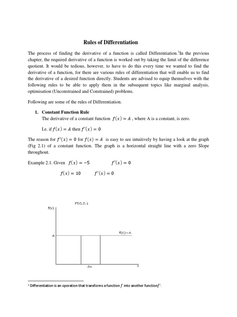 Differentiation Rules Explained | PDF | Derivative | Function (Mathematics)