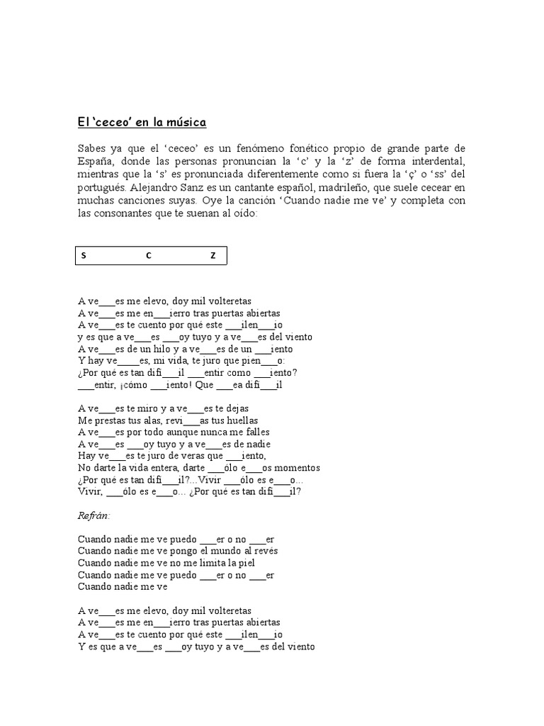 El ceceo en la música española | PDF