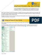 Finding The Research Note Activity: Clinical Workflow: Documenting Research Encounters in Epic