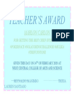 Teacher'S Award: Marlon Carlon