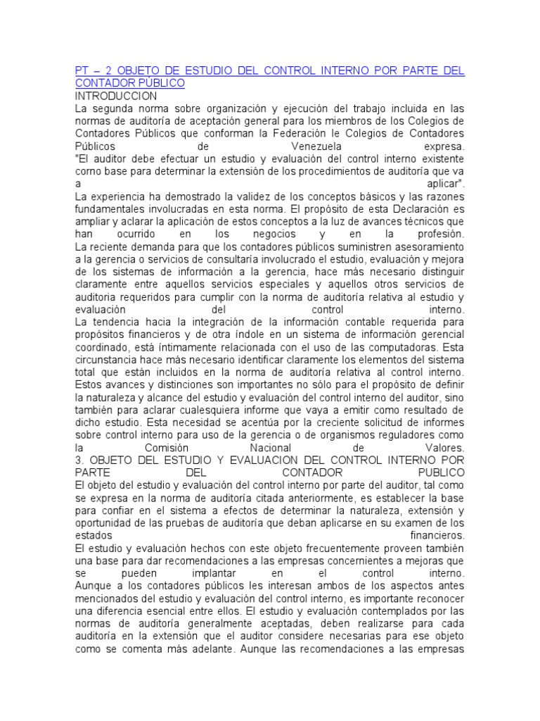 Evaluación del Control Interno | PDF | Auditoría | Contralor