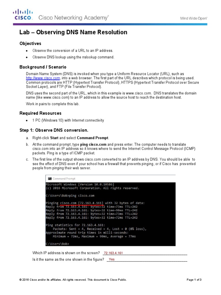 5.3.1.3 Lab - Observing DNS Name Resolution | PDF | Domain Name System ...