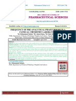 Pharmaceutical Sciences: Frequency of Pre-Analytical Phase Errors in A Clinical Chemistry Laboratory