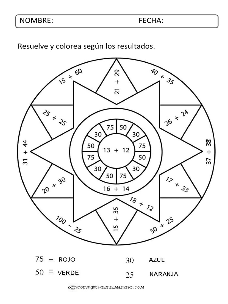 Mandalas de Sumas y Restas para Colorear | PDF