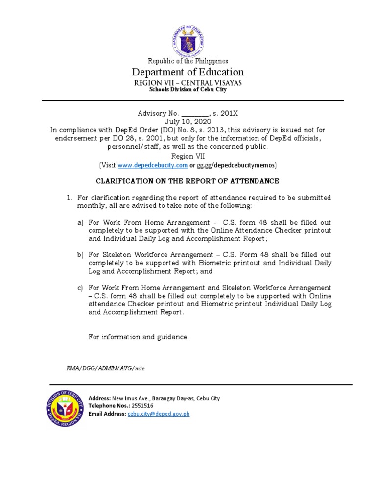 Attendance Reporting Guidelines for DepEd | PDF