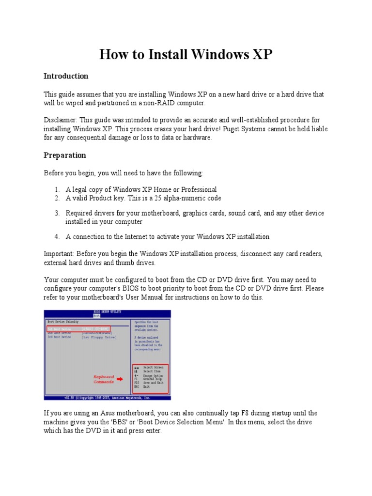 How To Install Windows XP | PDF | Installation (Computer Programs ...
