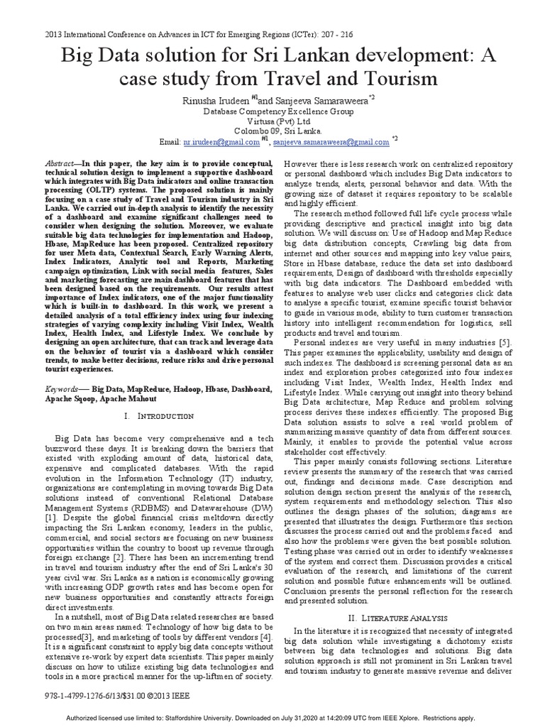 Big Data Solution For Tourism Pdf Pdf Big Data Map Reduce