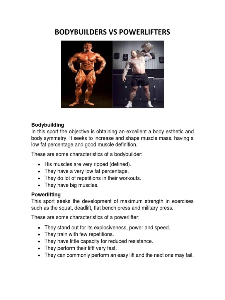 The Differences Between Bodybuilding and Powerlifting A Comparison of