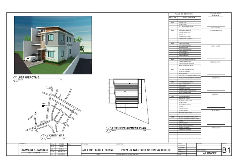 Two-Storey Residential Building Plans | PDF | Structural Engineering ...