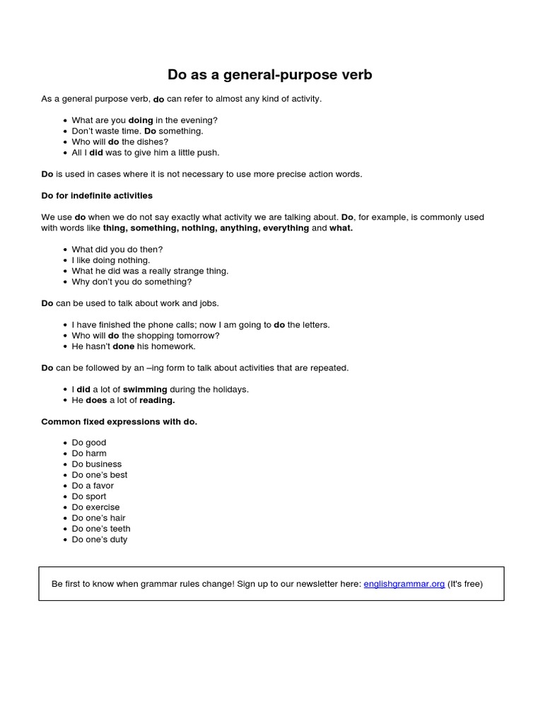 Understanding 'Do' in English Usage | PDF