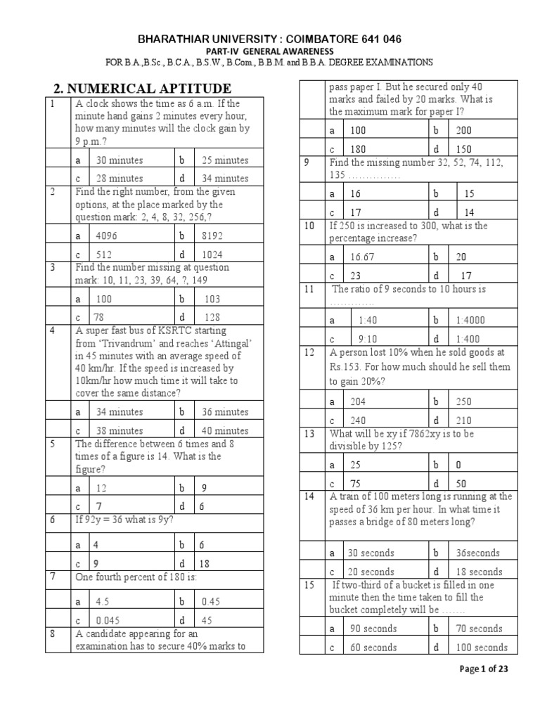 Bu Numerical Test Q PDF | PDF | Sphere | Area