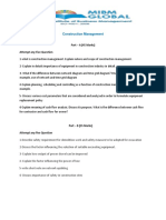 Construction Management: Part - A (45 Marks) Attempt Any Five Question