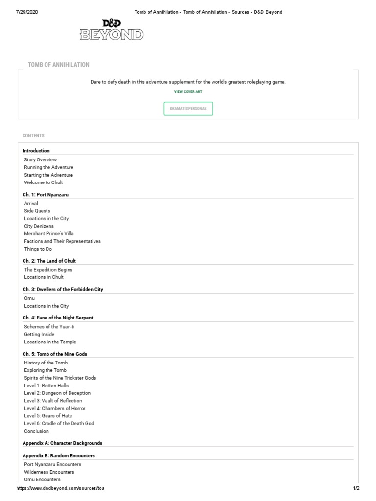Tomb of Annihilation - Tomb of Annihilation - Sources - D&D Beyond