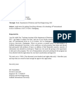 Through: Head, Department of Nutrition and Food Engineering, DIU Subject: Application For Getting Travelling Allowance For Attending 16