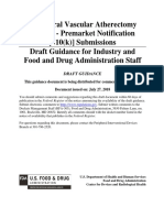 Atherectomy Devices - FDA PreMarket Notification 510k Submission Draft Guidance