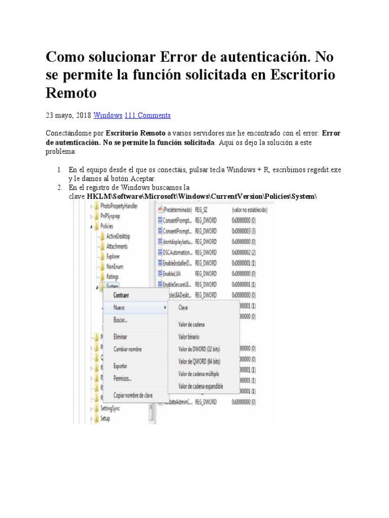 Como Solucionar Error de Autenticación | PDF