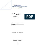 "Pragm Atics: Soran University Faculty of Education-School of Basic Education Department: English