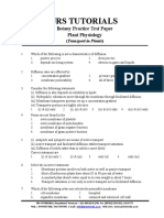 Jrs Tutorials: Botany Practice Test Paper Plant Physiology