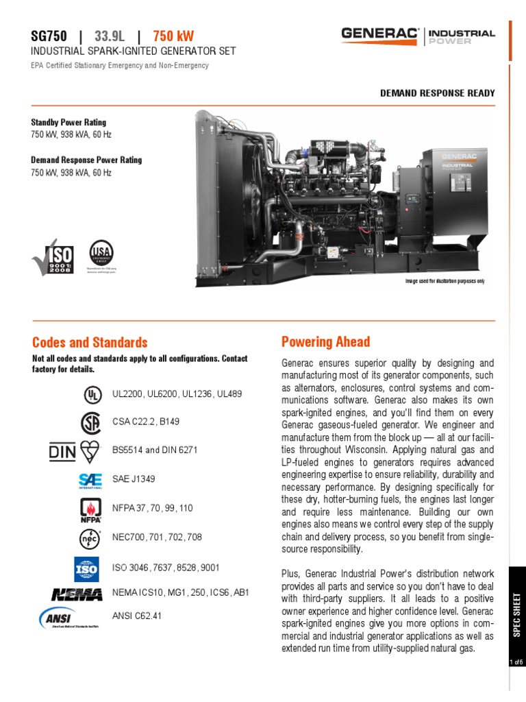 Industrial Spark-Ignited Generator Set: Demand Response Ready Standby ...
