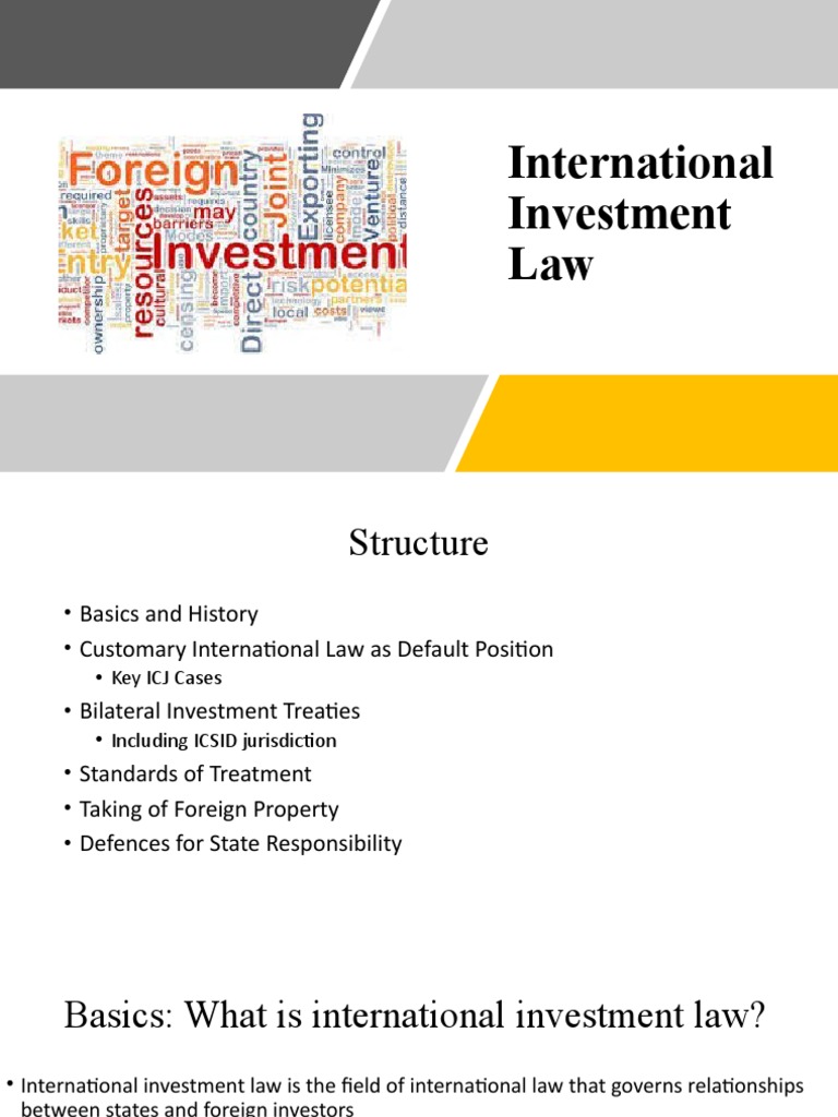 Overview of International Investment Law | PDF | Nationalization | Treaty