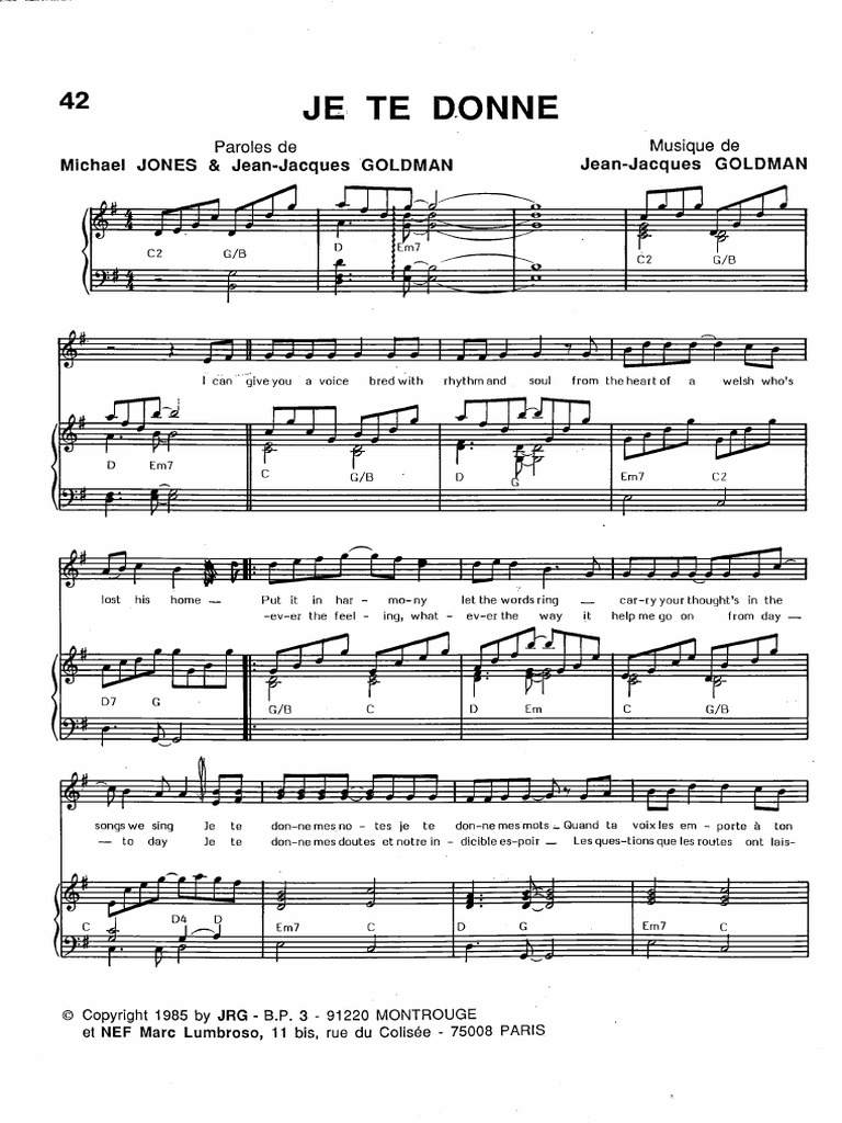 0Je Te Donne Partition Piano PDF PDF
