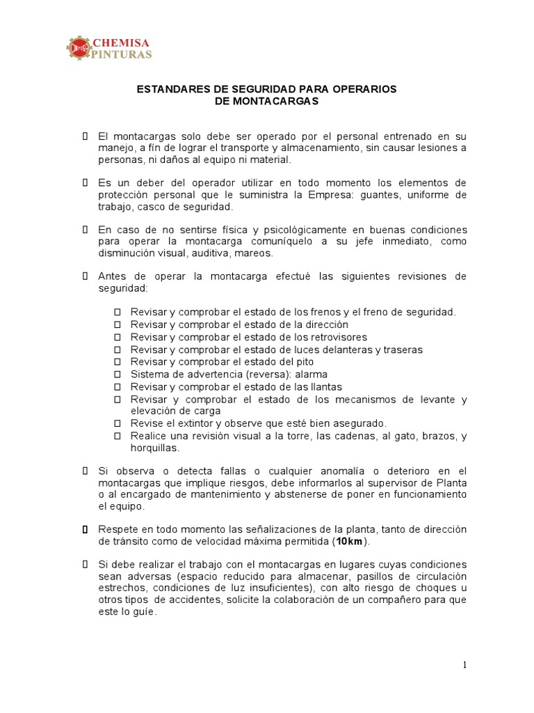 Seguridad en el Manejo de Montacargas | PDF | Máquina elevadora ...