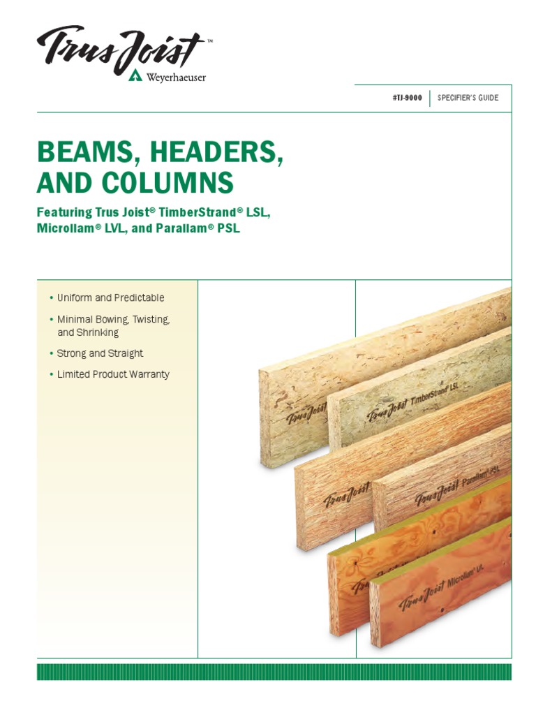 TJ-9000 - Trus Joist - Beams, Headers, and Columns | PDF | Beam ...