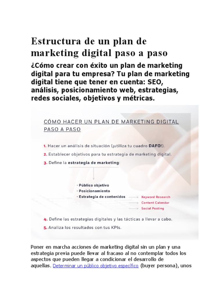 Estructura de un Plan de Marketing Digital | PDF | Marketing ...