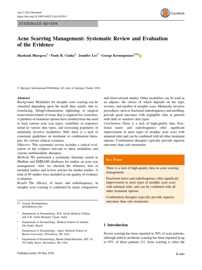 Acne Scarring Management - Systematic Review and Evaluation of The ...