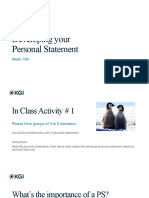 Developing Your Personal Statement: Week 13th