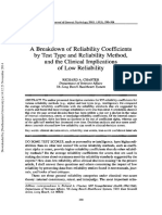 A Breakdown of Reliability Coefficients by Test Type and Reliability Method