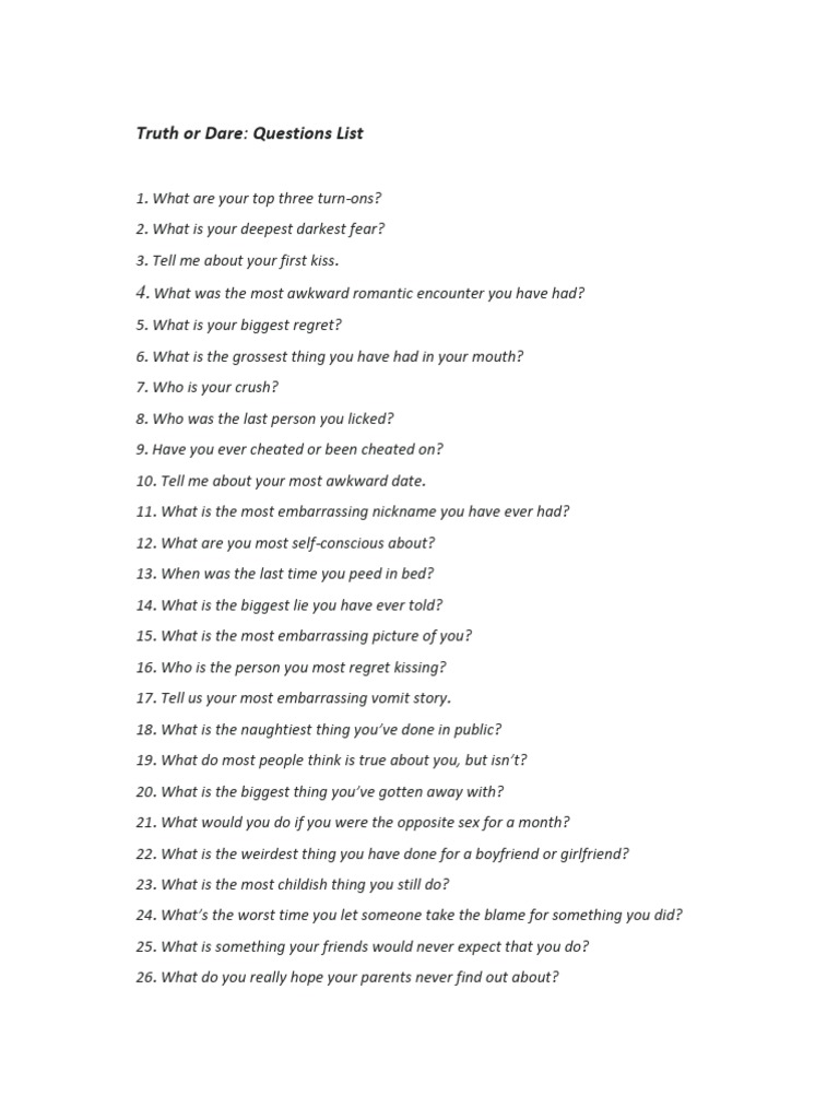 Truth or Dare Questions | PDF