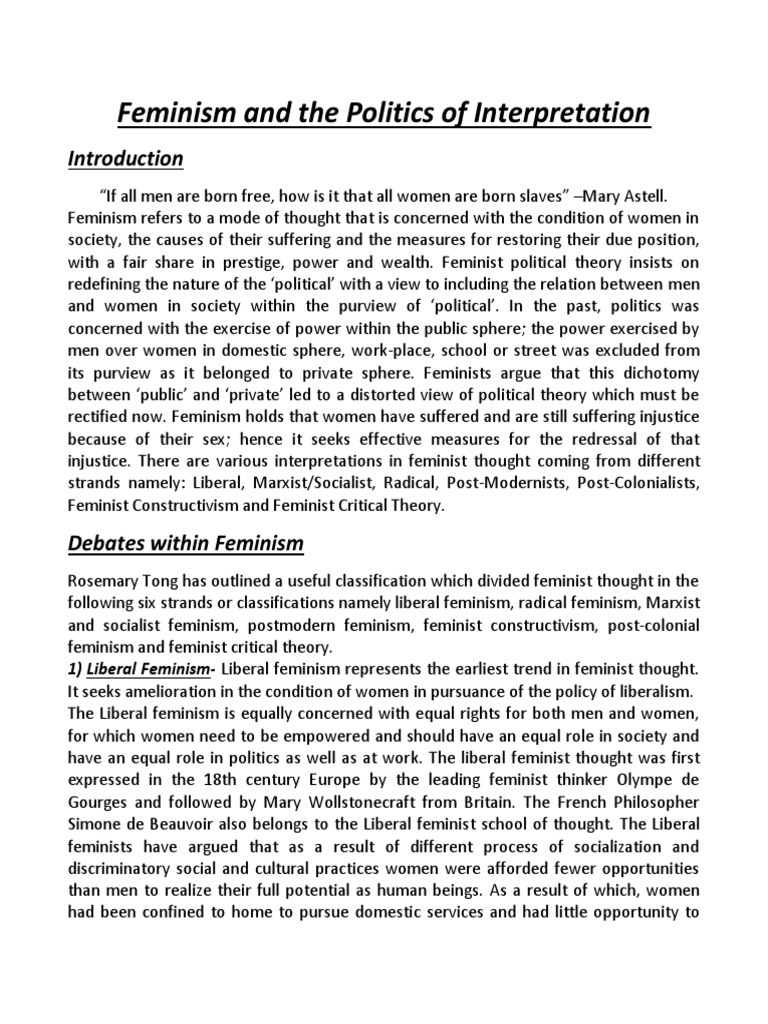 Understanding Feminist Political Theories | PDF | Feminism | Gender Studies