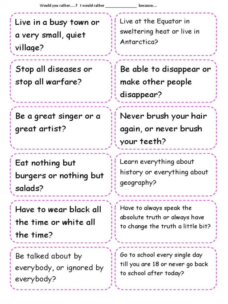 Would You Rather Conversation Topics PDF