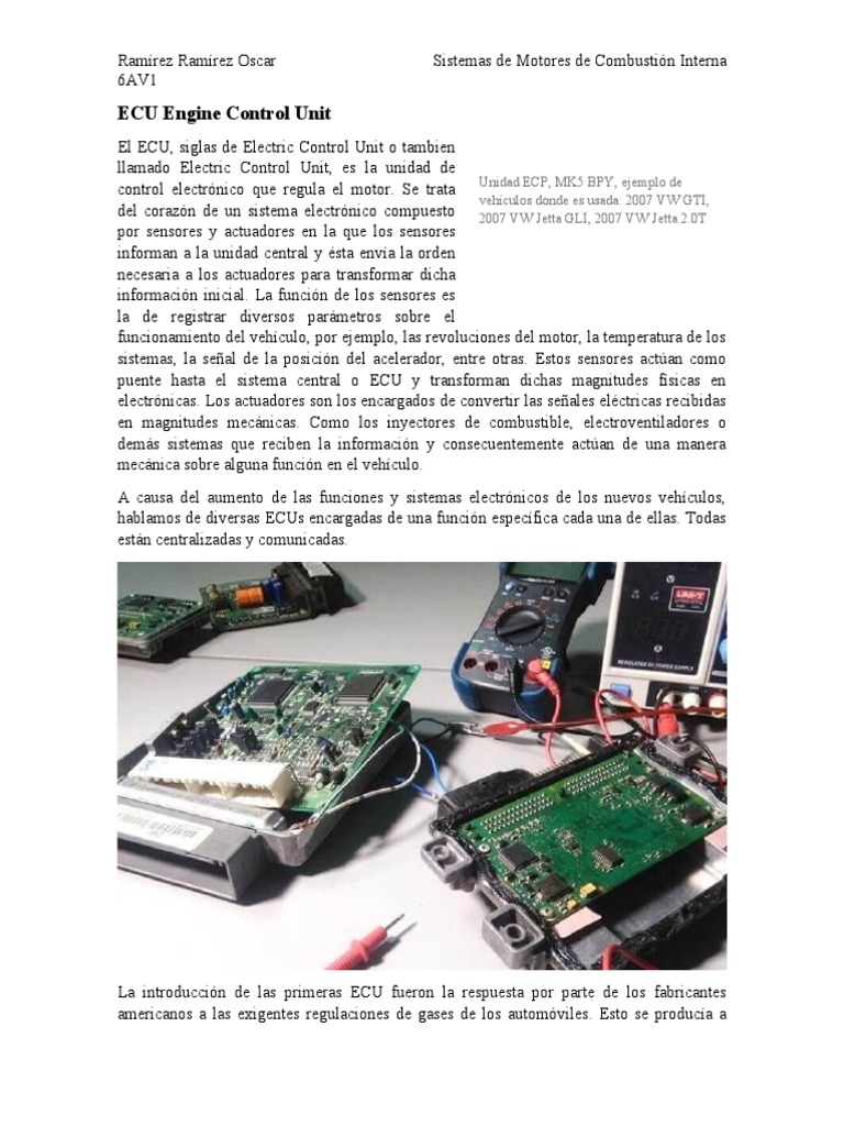 Ecu Engine Control Unit Pdf Bienes Manufacturados Vehículos
