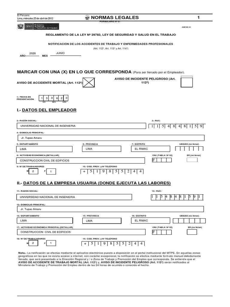 Formulario #01 PDF | PDF | Lima | Violencia