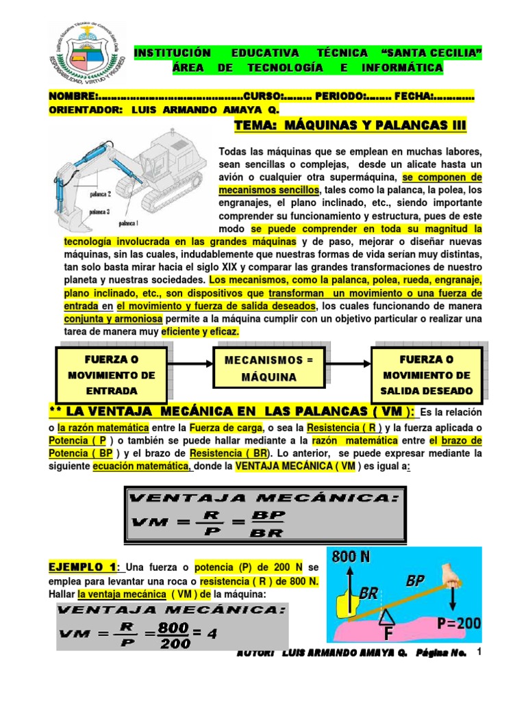 Guia Taller Maquinas Palanc3 Pdf Pdf Palanca Ingeniería Mecánica