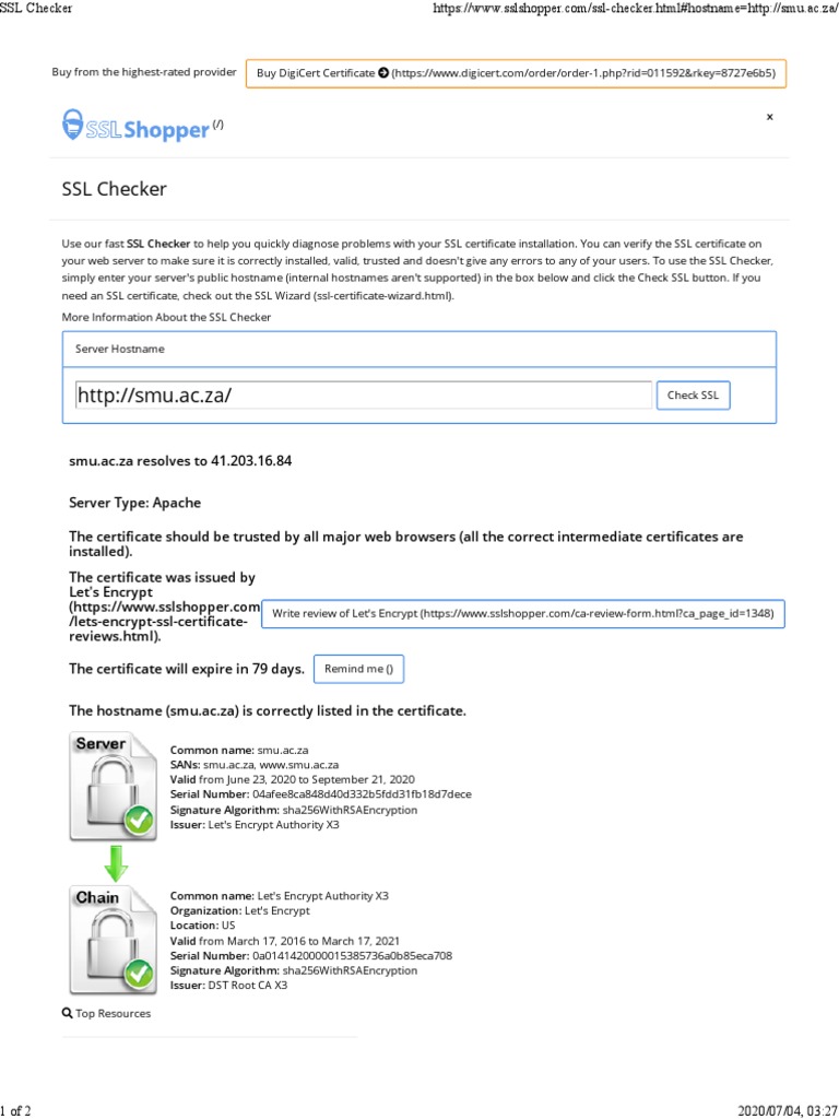 SSL Checker | Download Free PDF | Transport Layer Security | Web Server