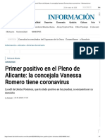 Primer Positivo en El Pleno de Alicante - La Concejala Vanessa Romero Tiene Coronavirus - Informacion - Es