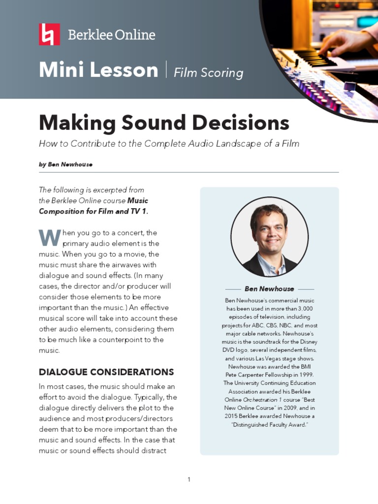 Mini Lesson: Making Sound Decisions | PDF | Musical Compositions ...