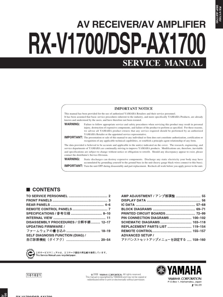 Rx V1700 Service Manual Solder Tin