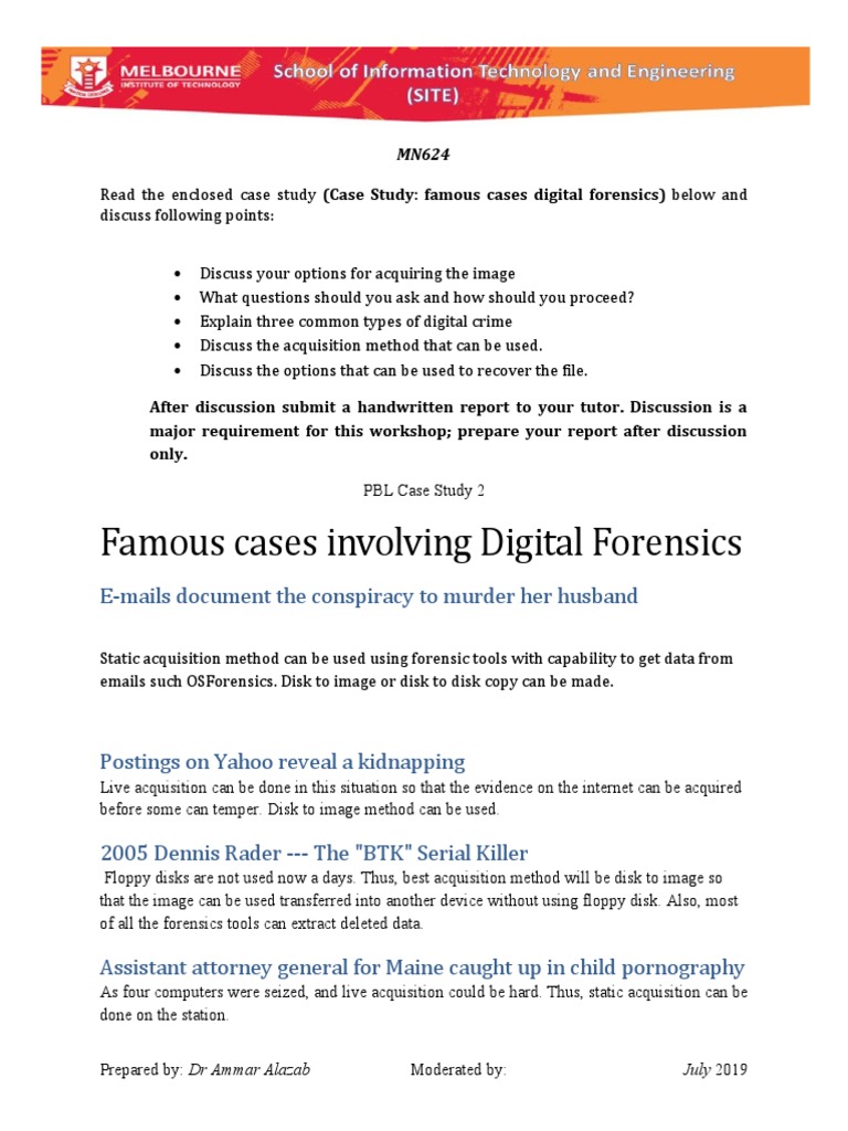 PBL 2 Famous Cases Digital Forensics Answers PDF