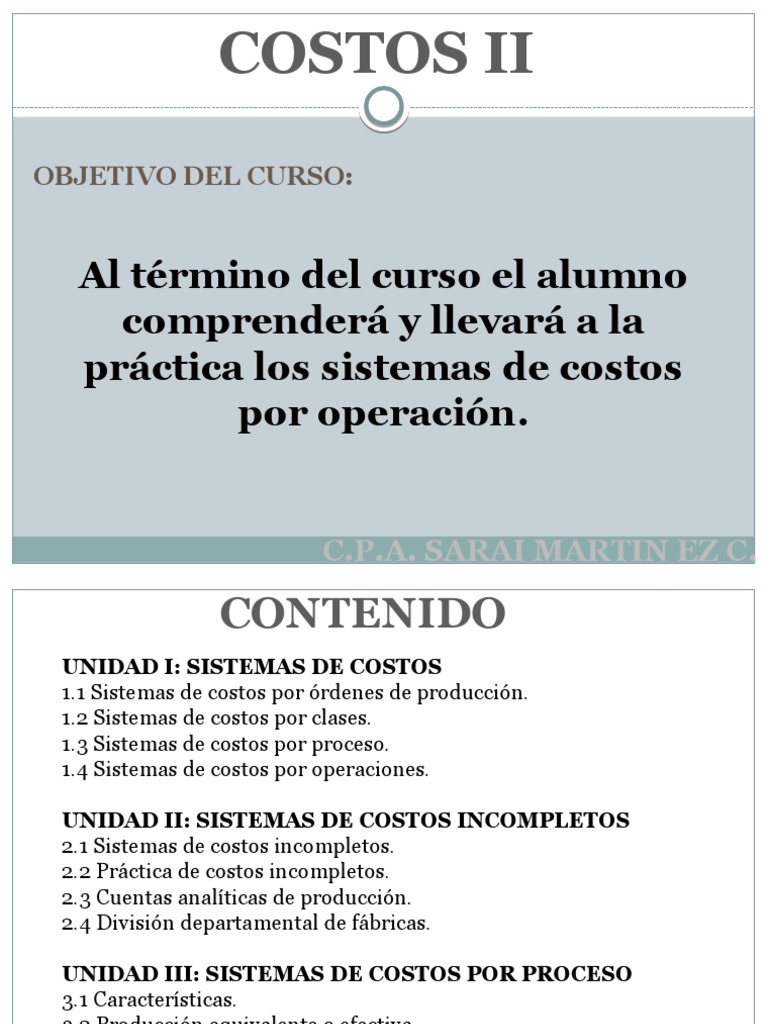 Sistemas de Costos por Operación y Proceso | PDF | Costo | Inventario