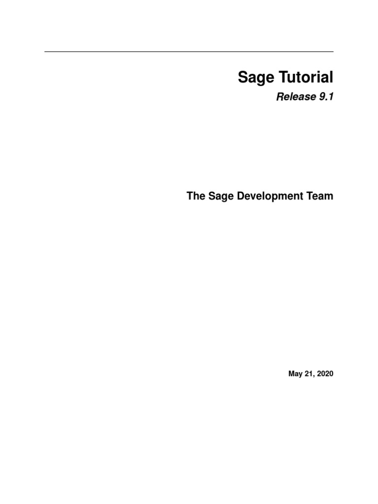 Sage Tutorial: Release 9.1 | PDF | Method (Computer Programming ...
