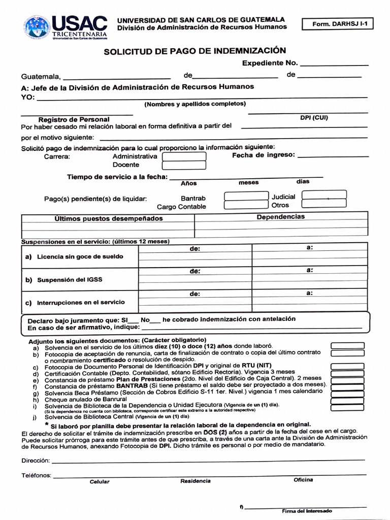 Solicitud de Indemnización Laboral | PDF | Gobierno | Finanzas (general)