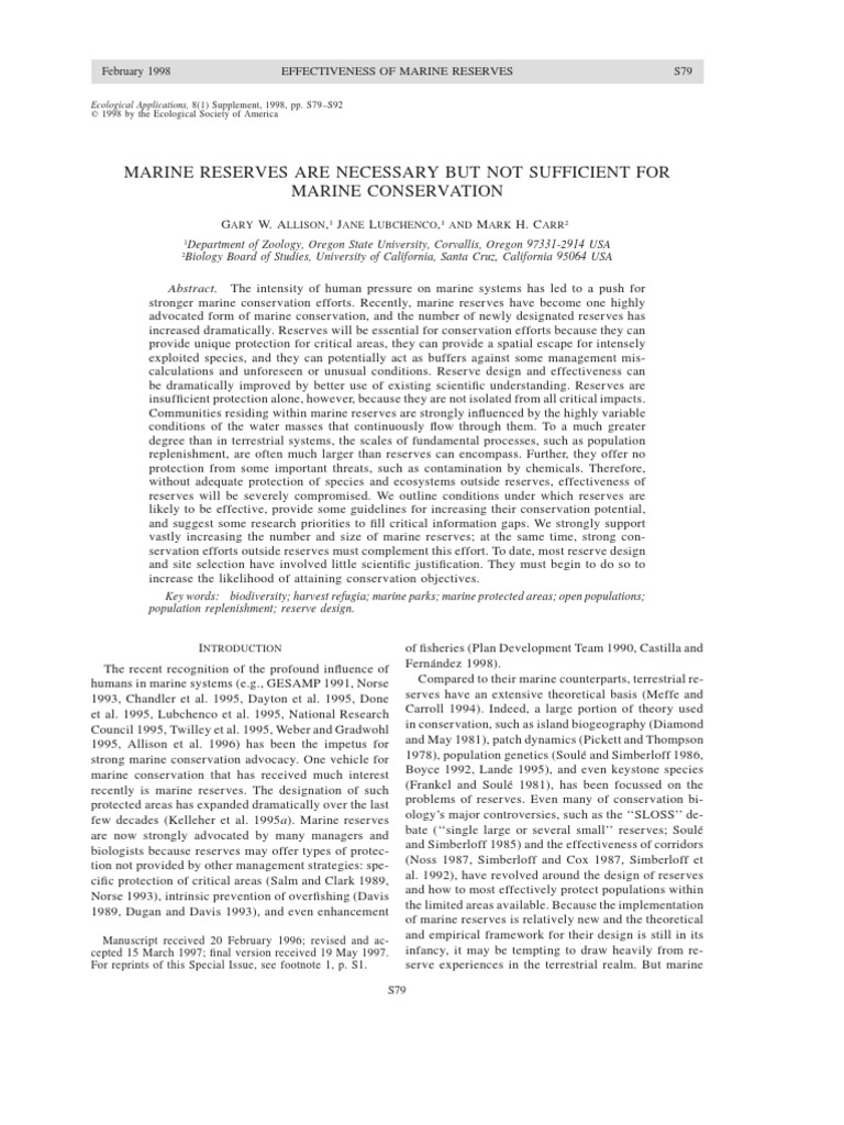 Effectiveness of Marine Reserves | PDF | Conservation Biology ...