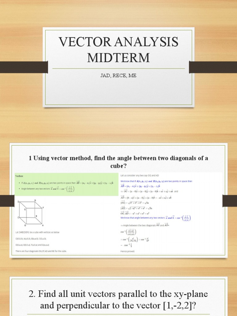 Vector Analysis Midterm Exam Questions | PDF | Euclidean Vector | Angle