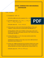 CH - 6 Permutation, Combination and Binomial Exapansion: Max Marks - 5 5 25 Time - 45 Min