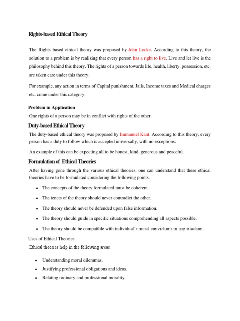 Rights-Based Ethical Theory: Problem in Application | PDF | Normative ...